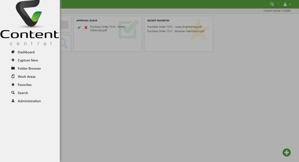 screenshot of Content Central